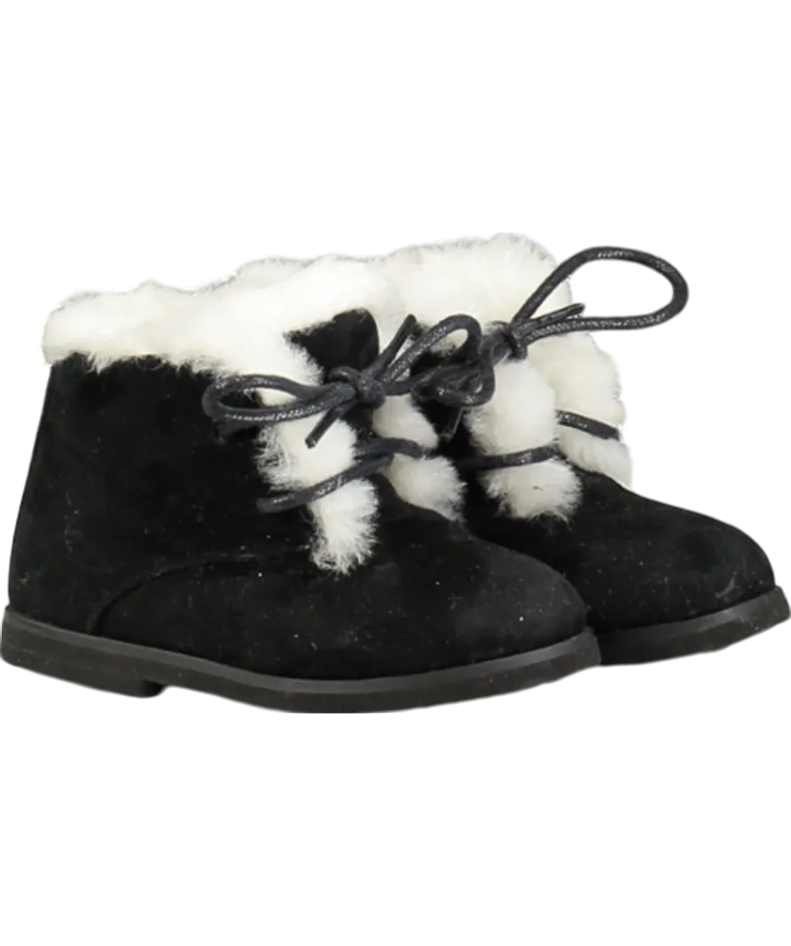 Black Suede Boots With Fur Lining UK 4.5 EU 21 👼