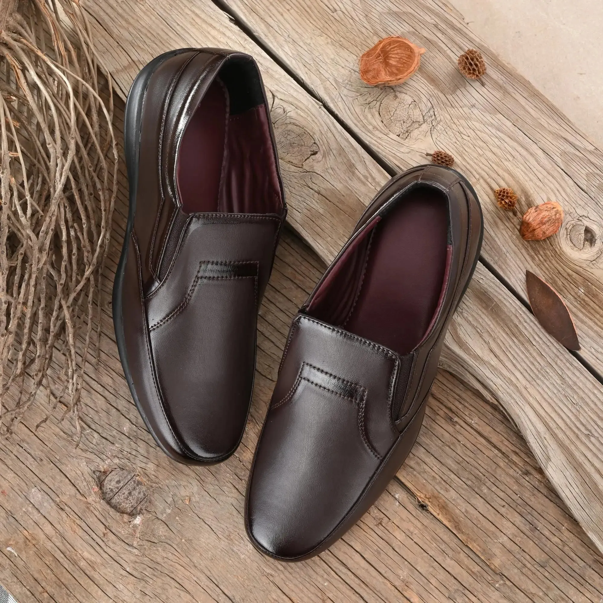 Loafers for Men Brown Color Formal Synthetic Leather Loafer